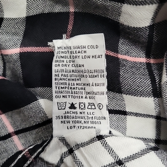 JACHS GIRLFRIEND Women's Shirt Size M Blue & Pink Plaid Short Sleeve Button Up - Picture 4 of 9